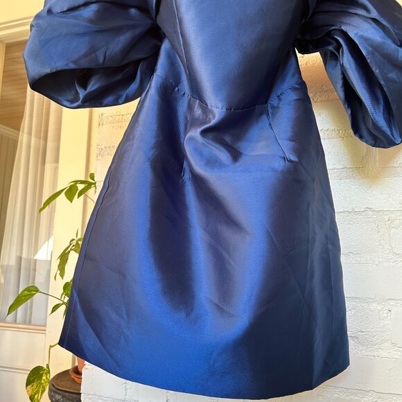 NWT Blue satin material formal off the shoulder mini dress - Picture 2 of 8